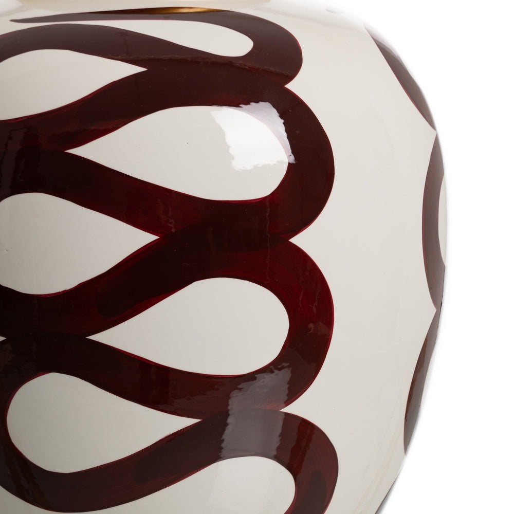 JARRÓN BLANCO-MARRÓN PORCELANA 25 X 25 X 29 CM
