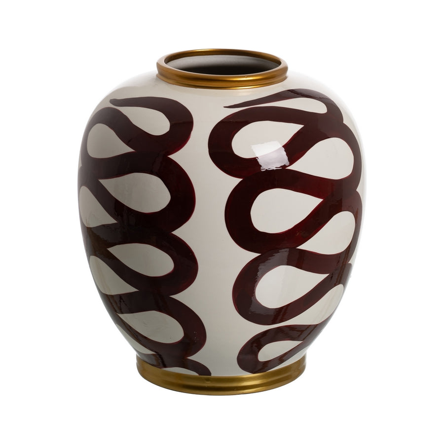 JARRÓN BLANCO-MARRÓN PORCELANA 25 X 25 X 29 CM