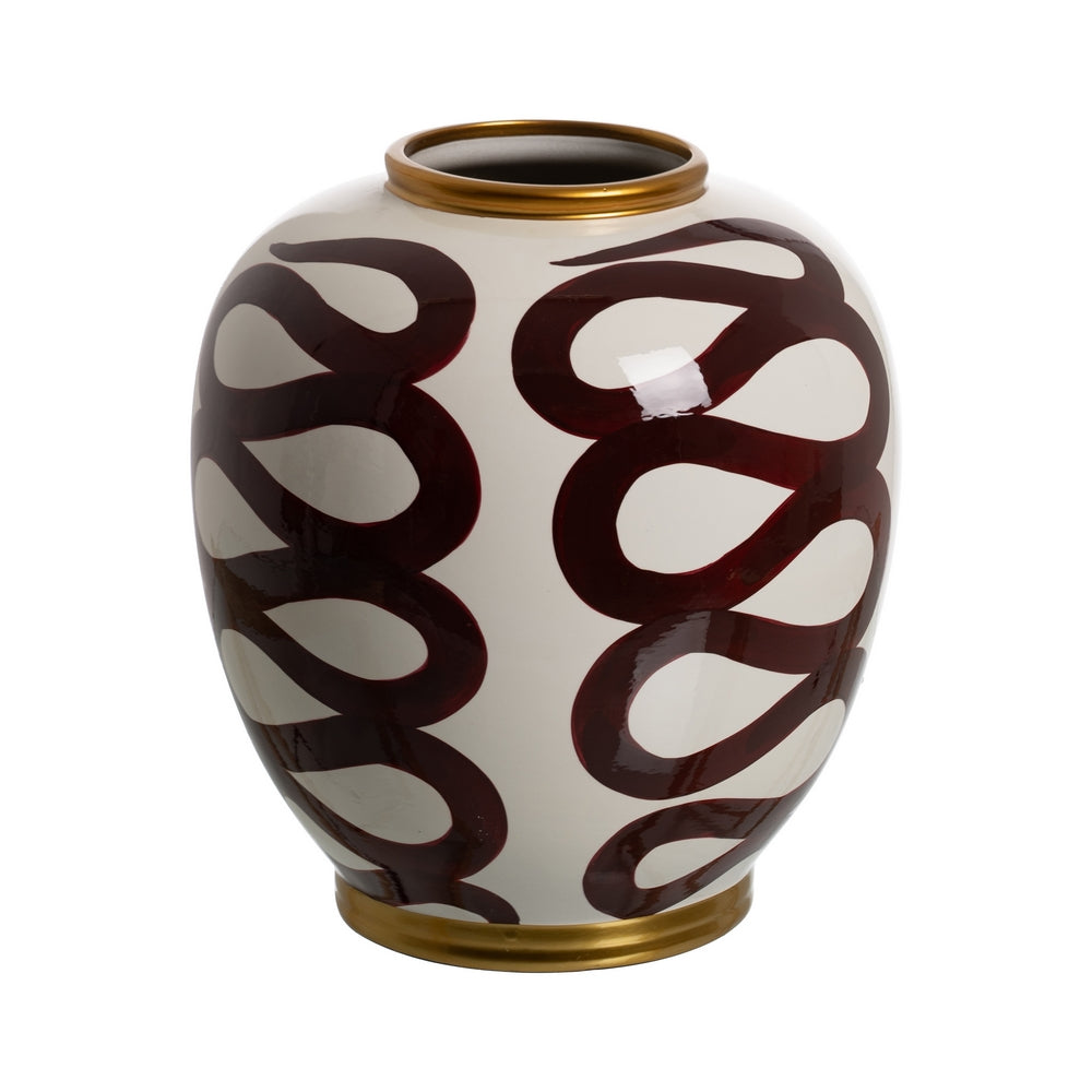 JARRÓN BLANCO-MARRÓN PORCELANA 25 X 25 X 29 CM
