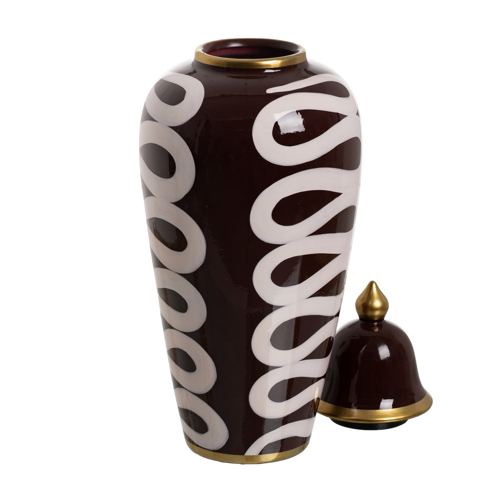 WHITE-BROWN TIBOR PORCELAIN DECORATION 19 X 19 X 48 CM