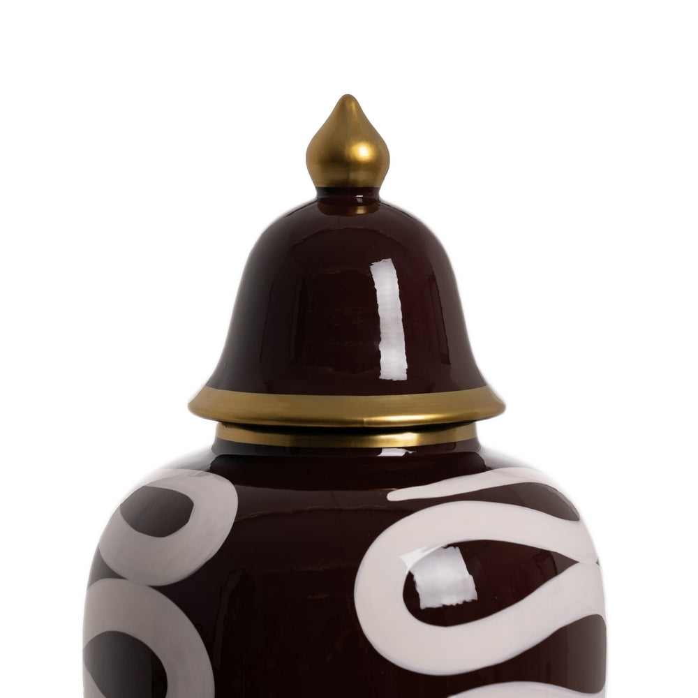 WHITE-BROWN TIBOR PORCELAIN DECORATION 19 X 19 X 48 CM