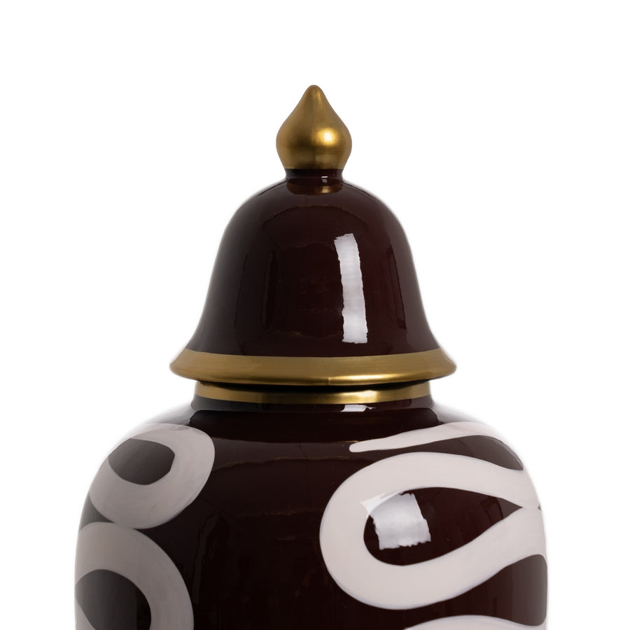 WHITE-BROWN TIBOR PORCELAIN DECORATION 19 X 19 X 48 CM