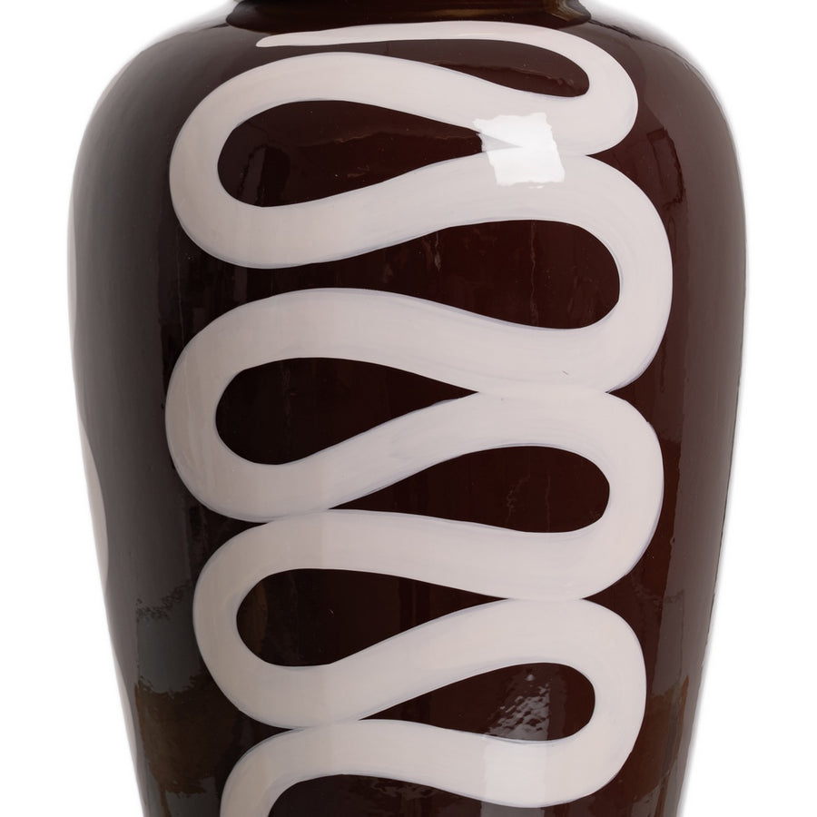 WHITE-BROWN TIBOR PORCELAIN DECORATION 19 X 19 X 48 CM