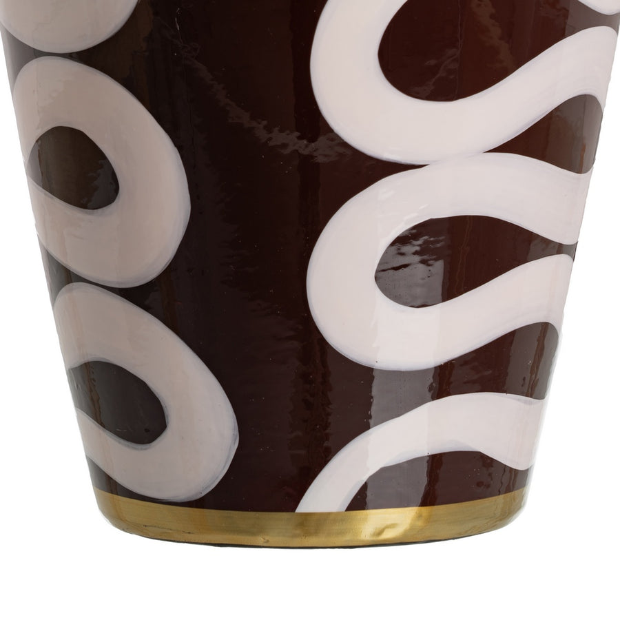 WHITE-BROWN TIBOR PORCELAIN DECORATION 19 X 19 X 48 CM