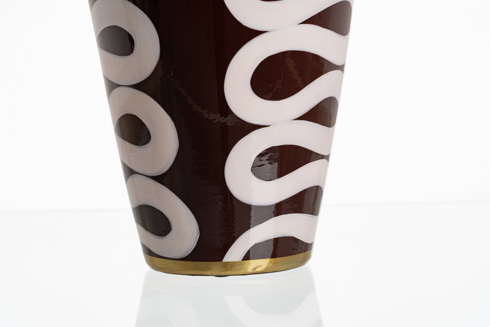 WHITE-BROWN TIBOR PORCELAIN DECORATION 19 X 19 X 48 CM