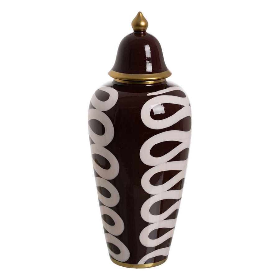 WHITE-BROWN TIBOR PORCELAIN DECORATION 19 X 19 X 48 CM