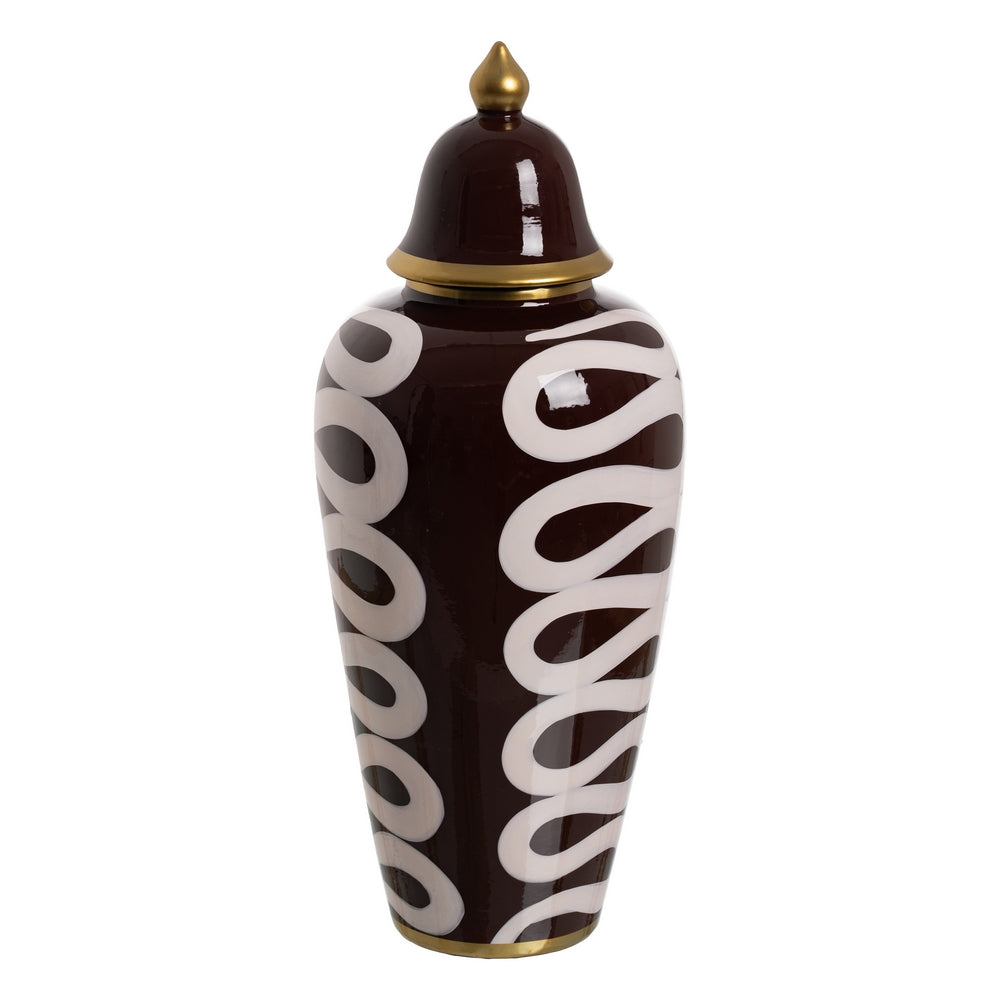 WHITE-BROWN TIBOR PORCELAIN DECORATION 19 X 19 X 48 CM