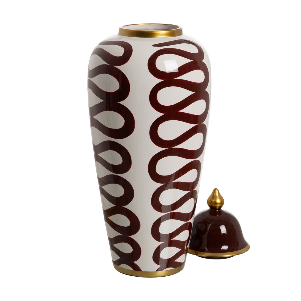 WHITE-BROWN TIBOR PORCELAIN DECORATION 25 X 25 X 63 CM