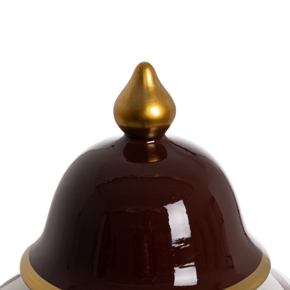 WHITE-BROWN TIBOR PORCELAIN DECORATION 25 X 25 X 63 CM