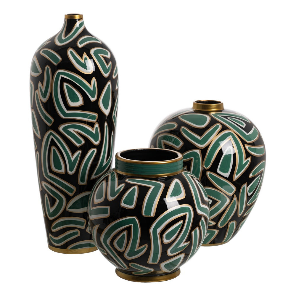BLACK-GREEN TIBOR PORCELAIN DECORATION 26 X 26 X 26 CM