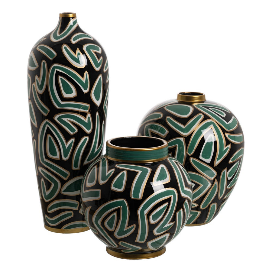 BLACK-GREEN TIBOR PORCELAIN DECORATION 26 X 26 X 26 CM