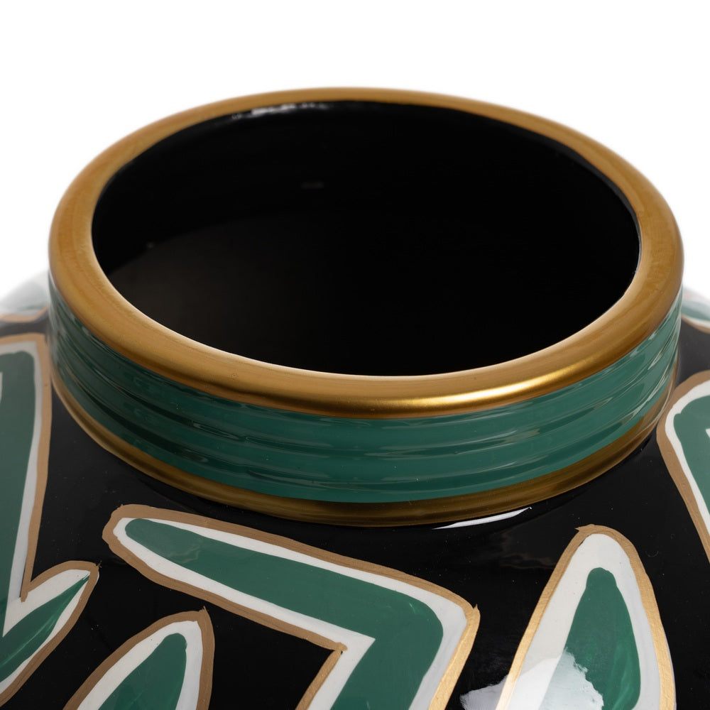 BLACK-GREEN TIBOR PORCELAIN DECORATION 26 X 26 X 26 CM