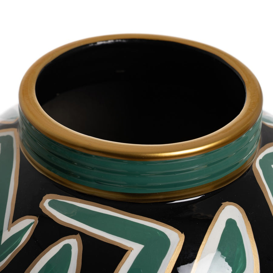 BLACK-GREEN TIBOR PORCELAIN DECORATION 26 X 26 X 26 CM
