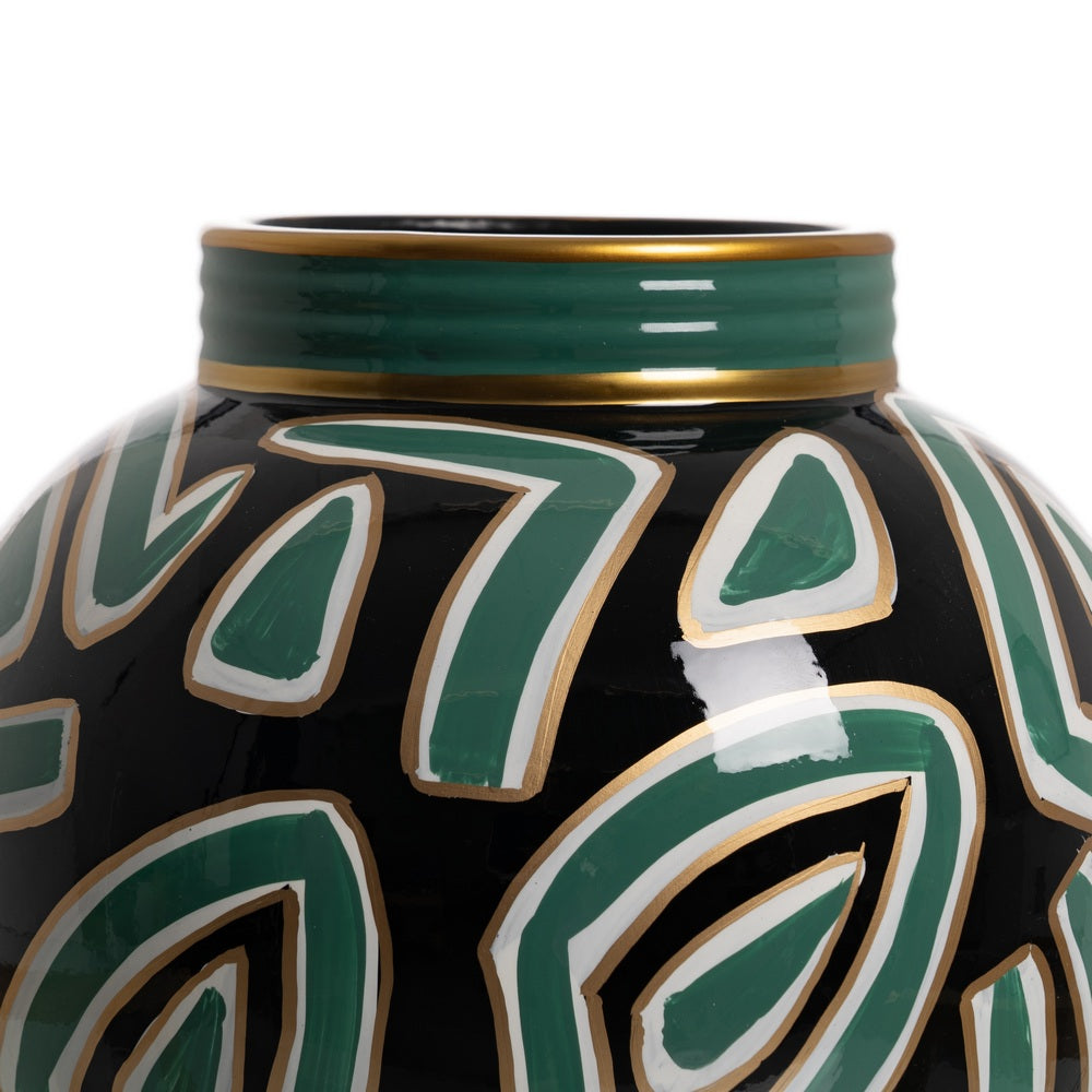 BLACK-GREEN TIBOR PORCELAIN DECORATION 26 X 26 X 26 CM