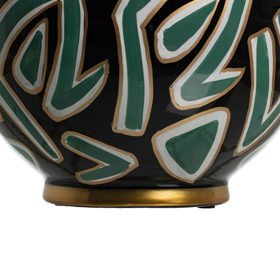 TIBOR NEGRO-VERDE PORCELANA DECORACIÓN 26 X 26 X 26 CM