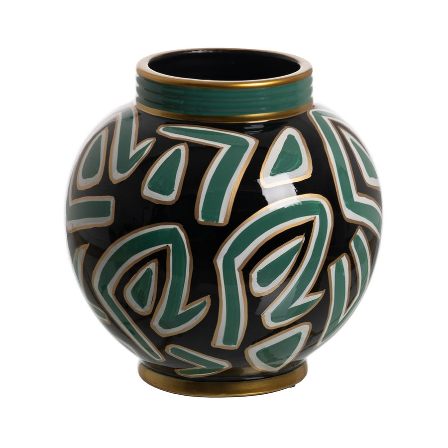 BLACK-GREEN TIBOR PORCELAIN DECORATION 26 X 26 X 26 CM