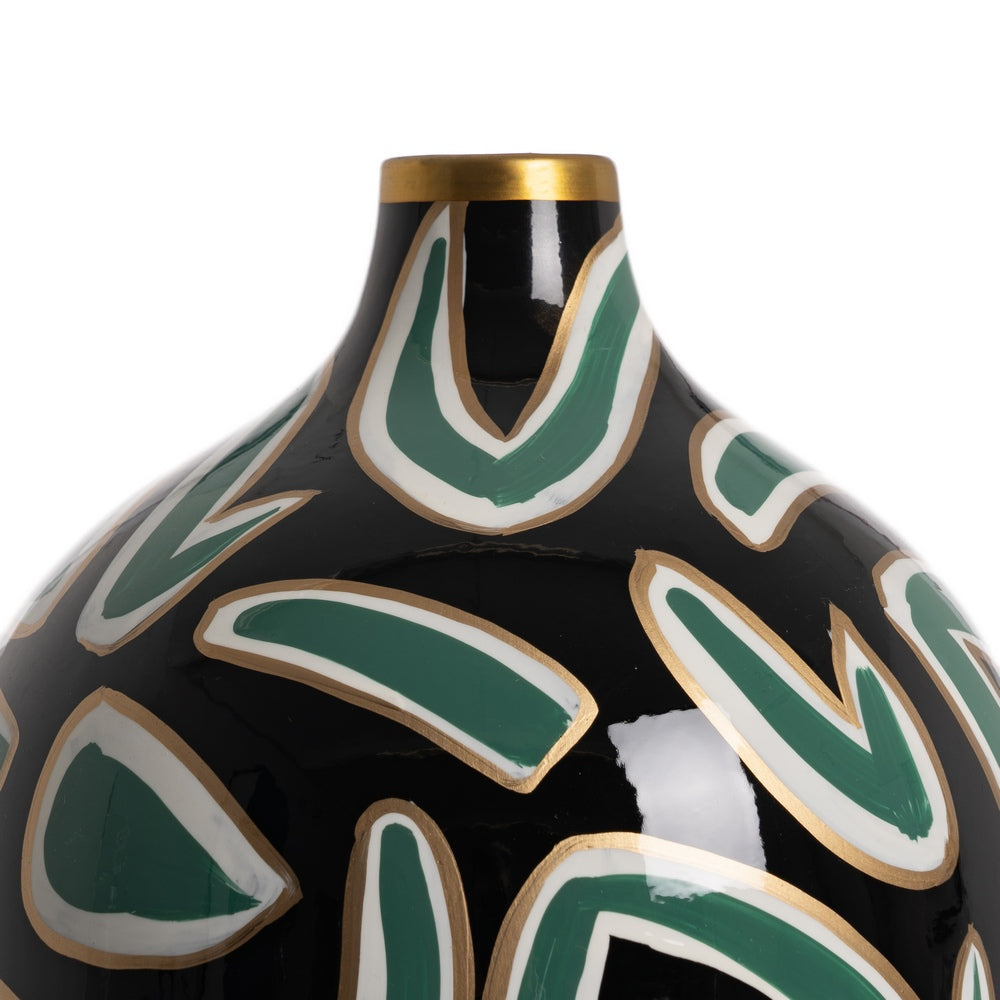 JARRÓN NEGRO-VERDE PORCELANA DECORACIÓN 20 X 20 X 54 CM