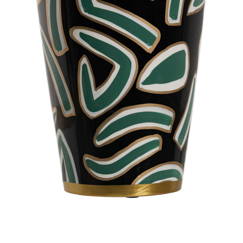 JARRÓN NEGRO-VERDE PORCELANA DECORACIÓN 20 X 20 X 54 CM