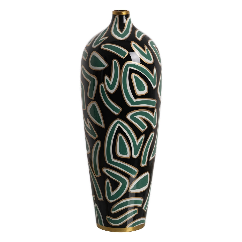 JARRÓN NEGRO-VERDE PORCELANA DECORACIÓN 20 X 20 X 54 CM