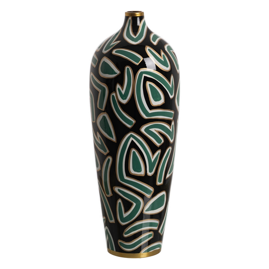 JARRÓN NEGRO-VERDE PORCELANA DECORACIÓN 20 X 20 X 54 CM