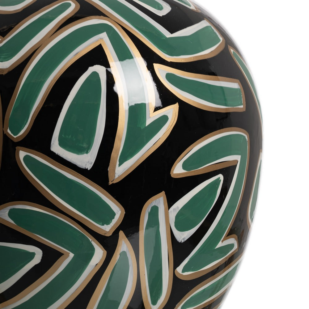 JARRÓN NEGRO-VERDE PORCELANA DECORACIÓN 28 X 28 X 34 CM
