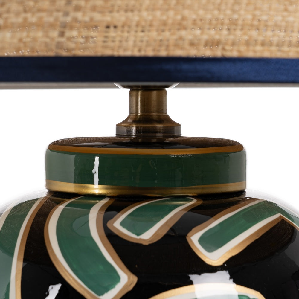 BLACK-GREEN PORCELAIN TABLE LAMP 23 X 23 X 40 CM