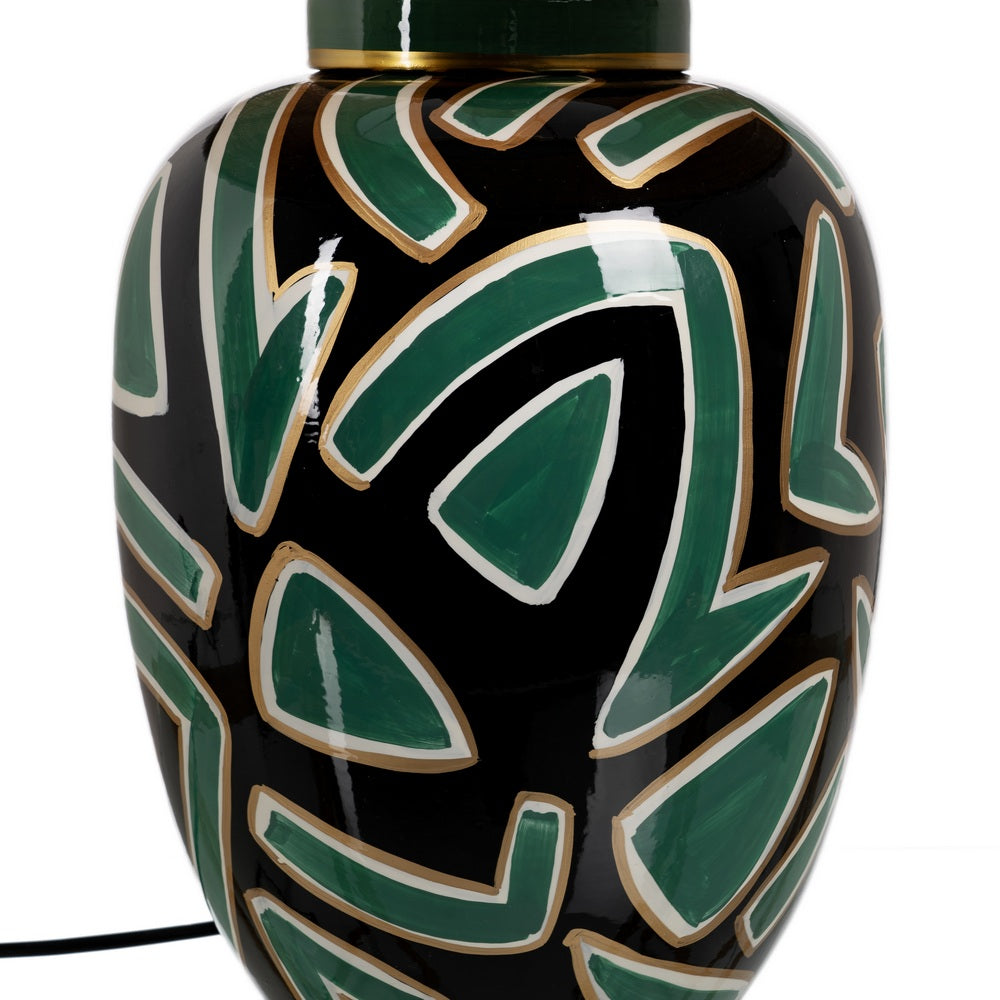BLACK-GREEN PORCELAIN TABLE LAMP 23 X 23 X 40 CM