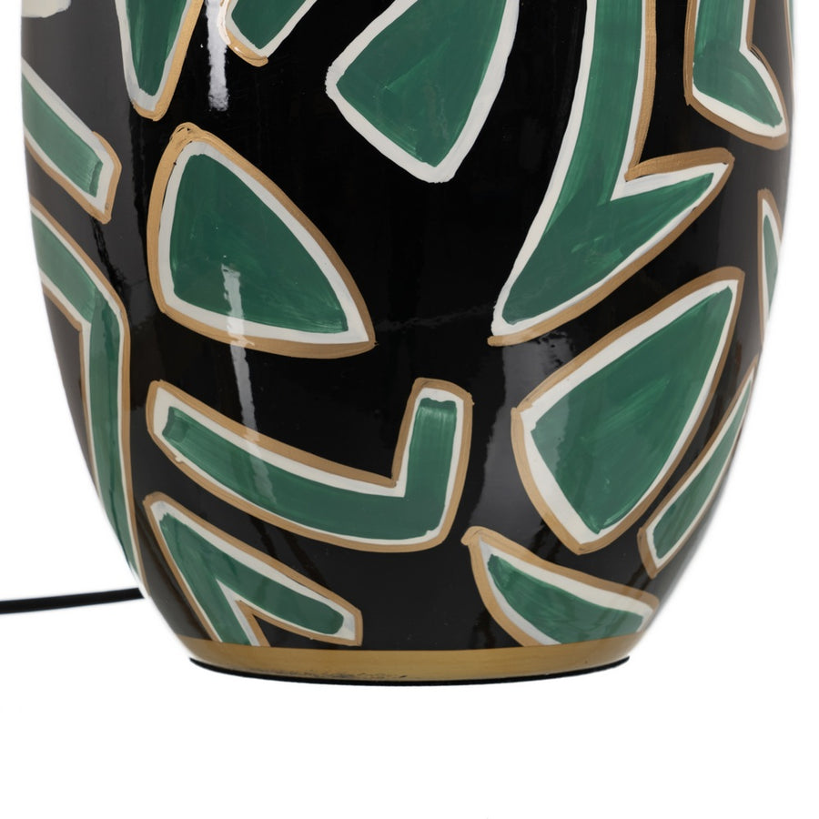 LÁMPARA MESA NEGRO-VERDE PORCELANA 23 X 23 X 40 CM