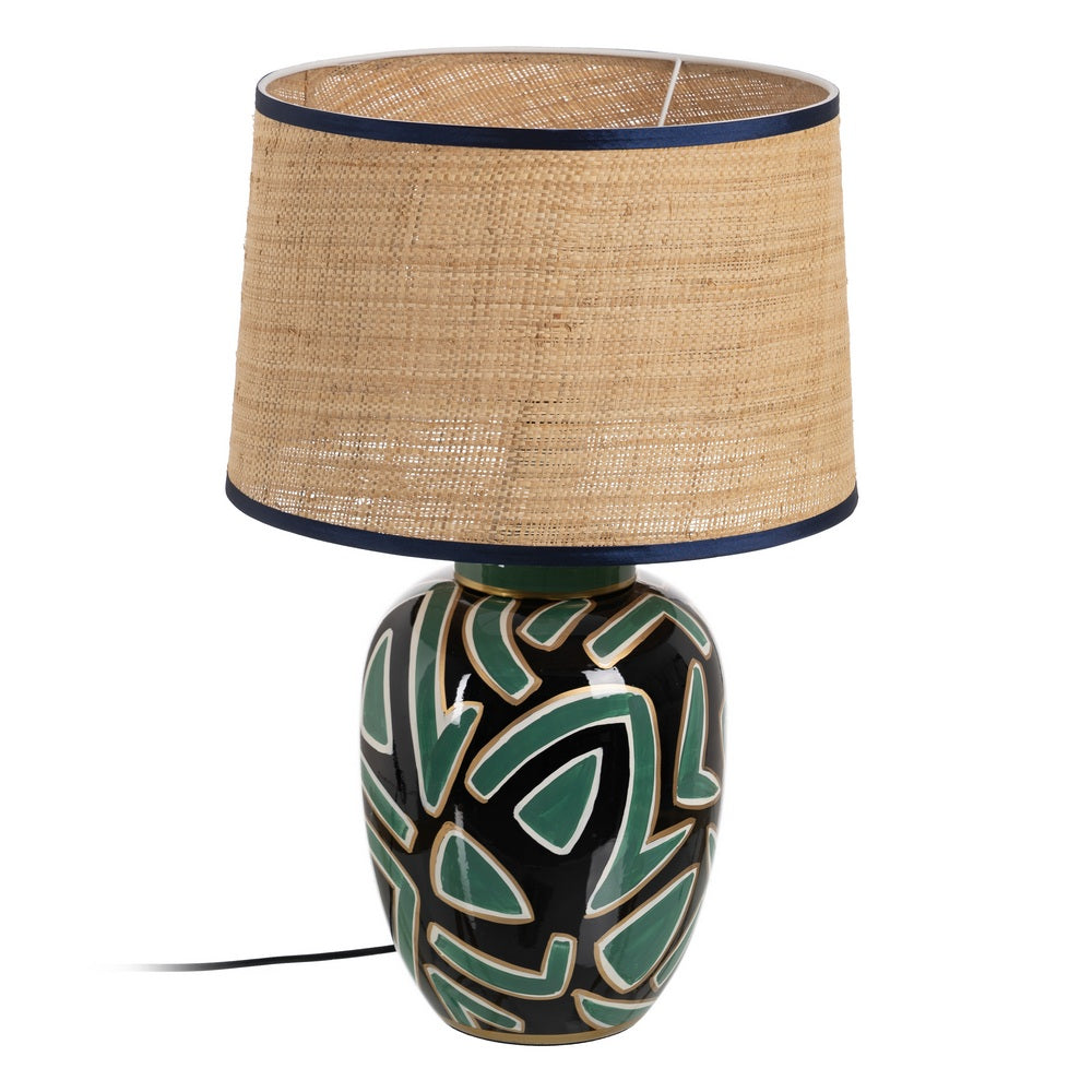 LÁMPARA MESA NEGRO-VERDE PORCELANA 23 X 23 X 40 CM