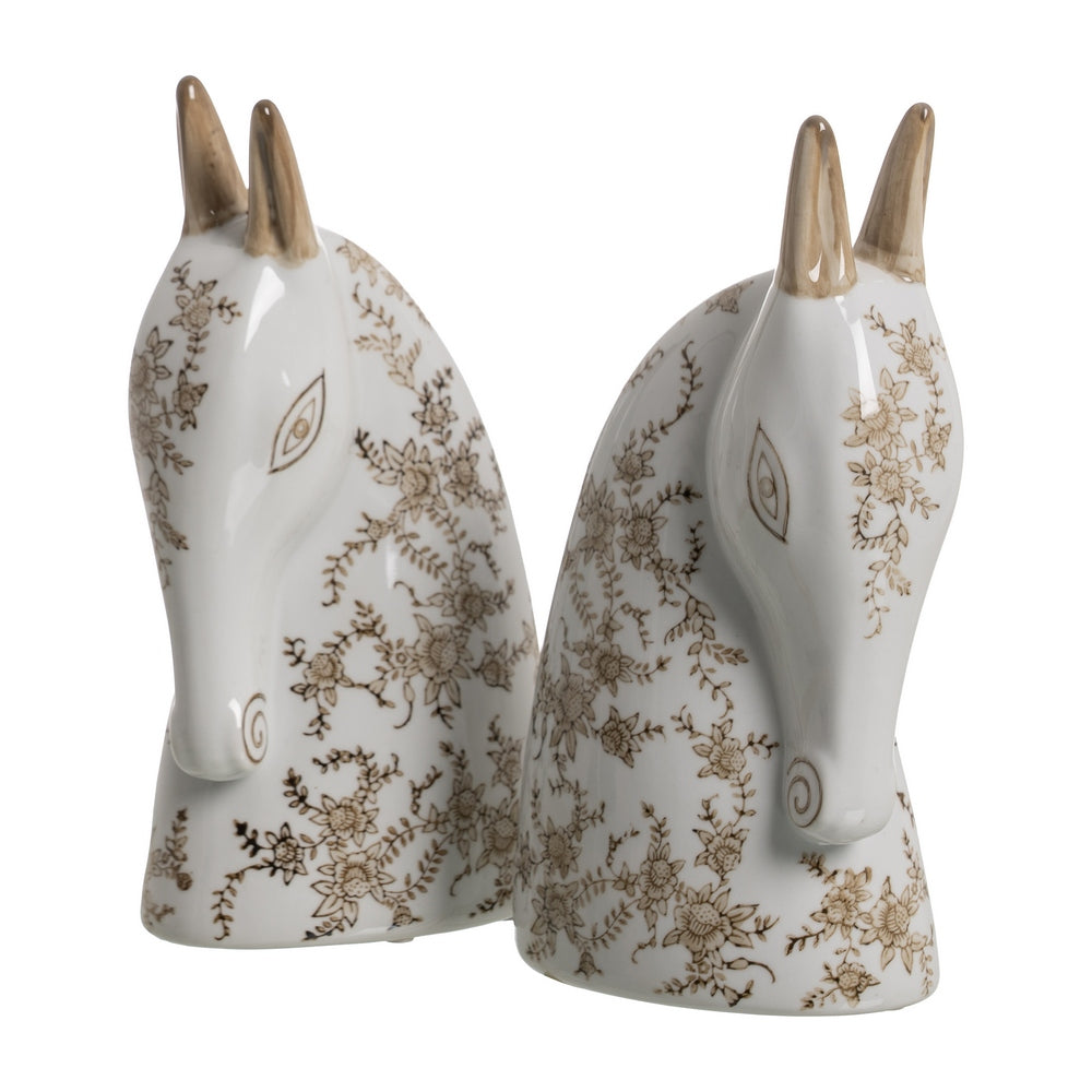 FIGURA CABALLO 2/M BLANCO-MARR�N 14 X 8 X 26 CM