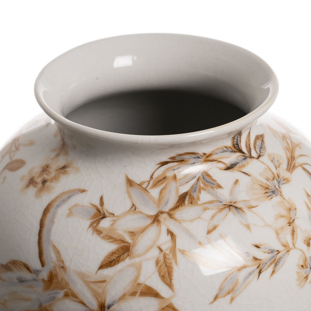 JARRÓN BLANCO-MARRÓN PORCELANA 19 X 19 X 33 CM