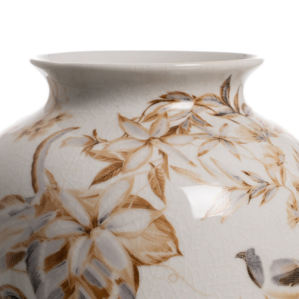 JARRÓN BLANCO-MARRÓN PORCELANA 19 X 19 X 33 CM