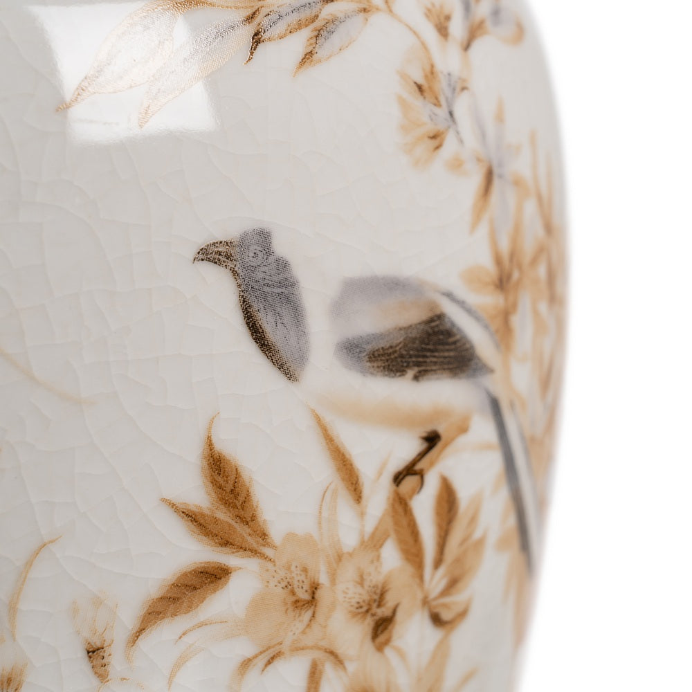 JARRÓN BLANCO-MARRÓN PORCELANA 19 X 19 X 33 CM
