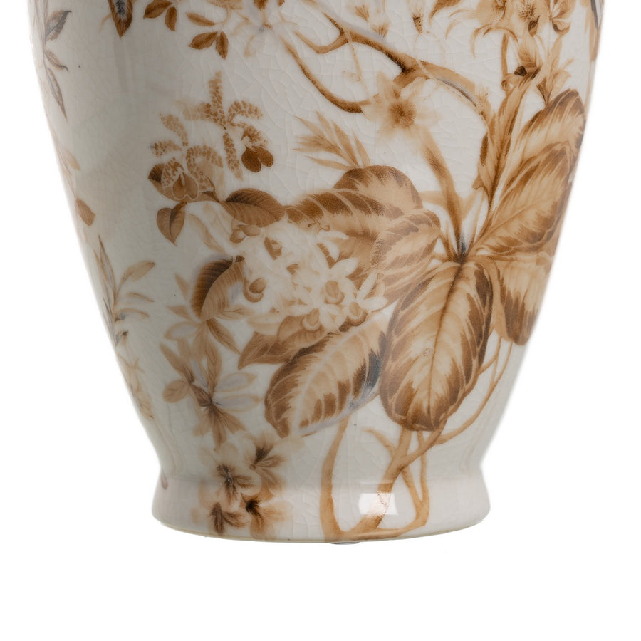 JARRÓN BLANCO-MARRÓN PORCELANA 19 X 19 X 33 CM