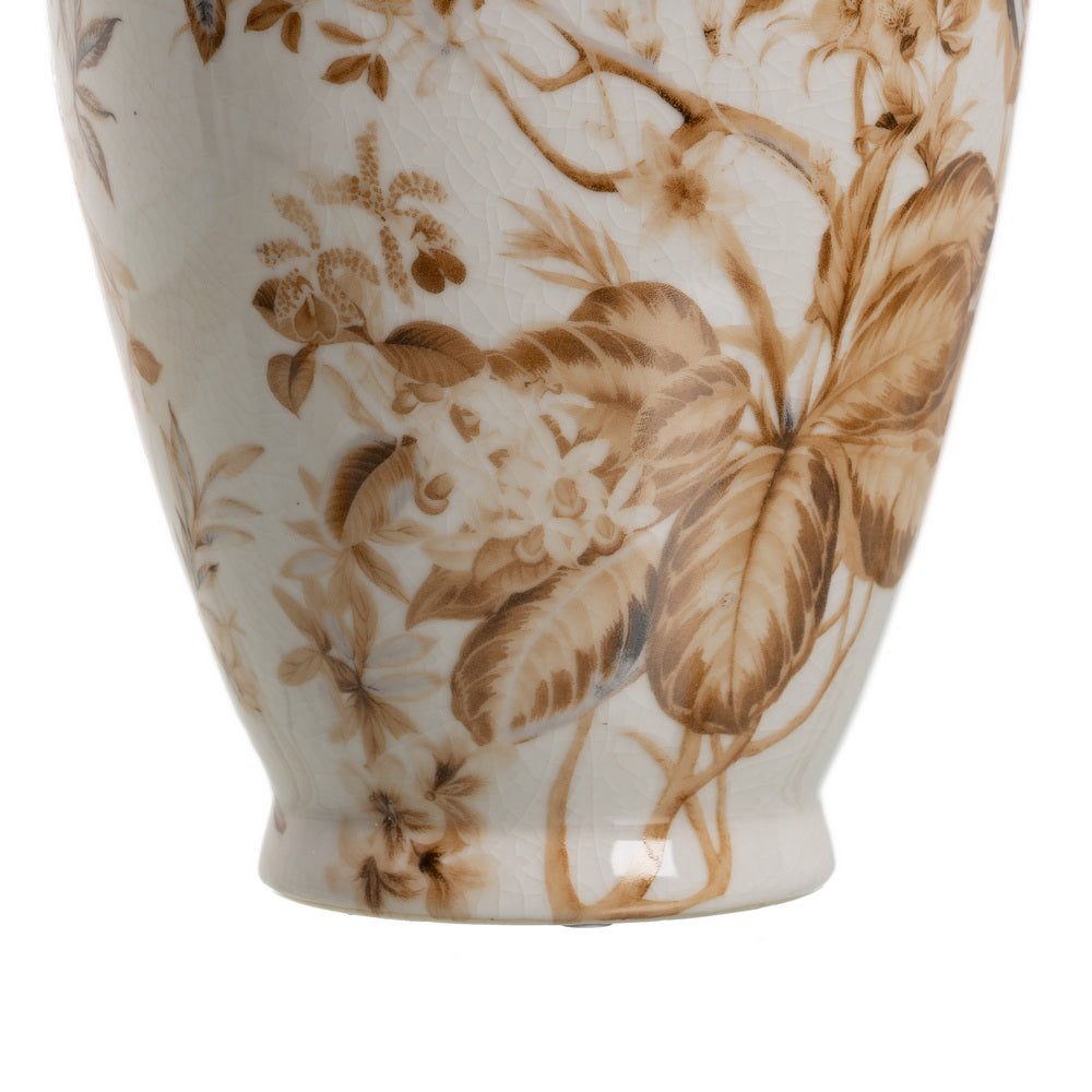 JARRÓN BLANCO-MARRÓN PORCELANA 19 X 19 X 33 CM