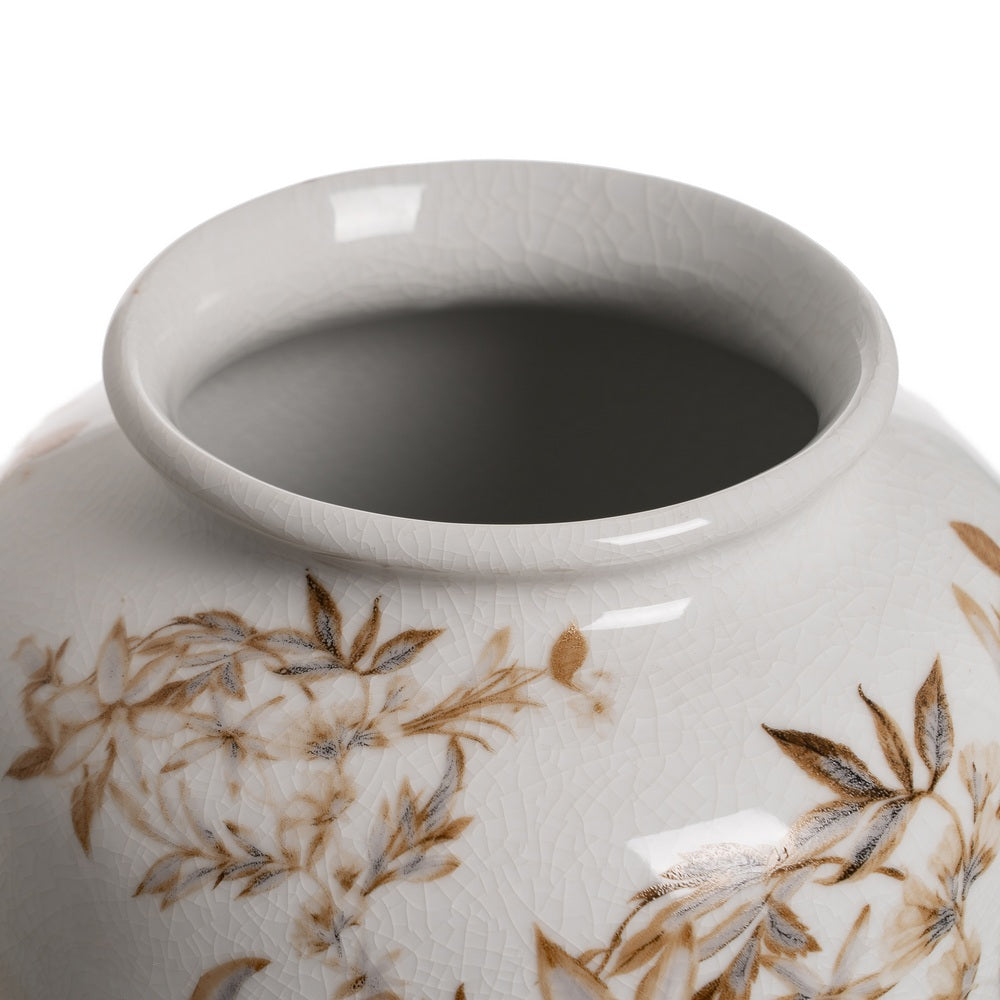 JARRÓN BLANCO-MARRÓN PORCELANA 23 X 23 X 36 CM