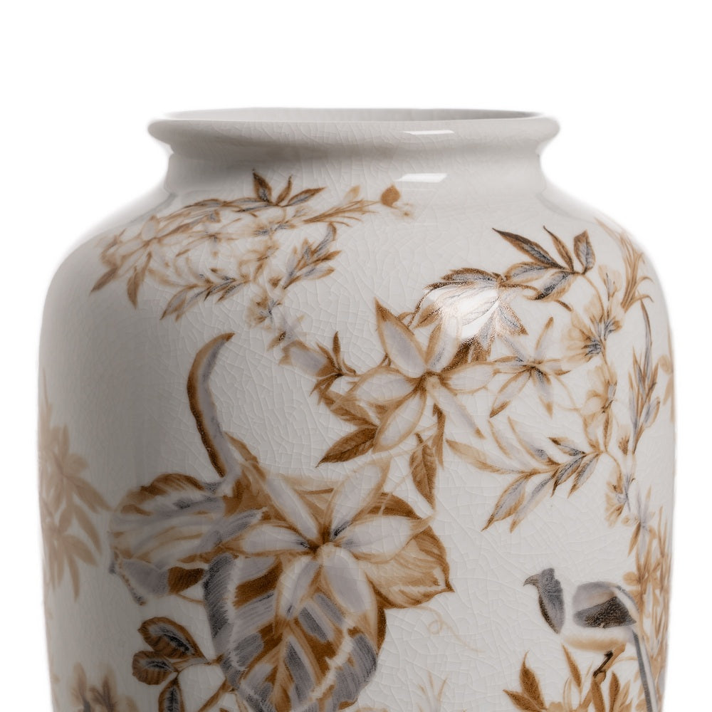 JARRÓN BLANCO-MARRÓN PORCELANA 23 X 23 X 36 CM