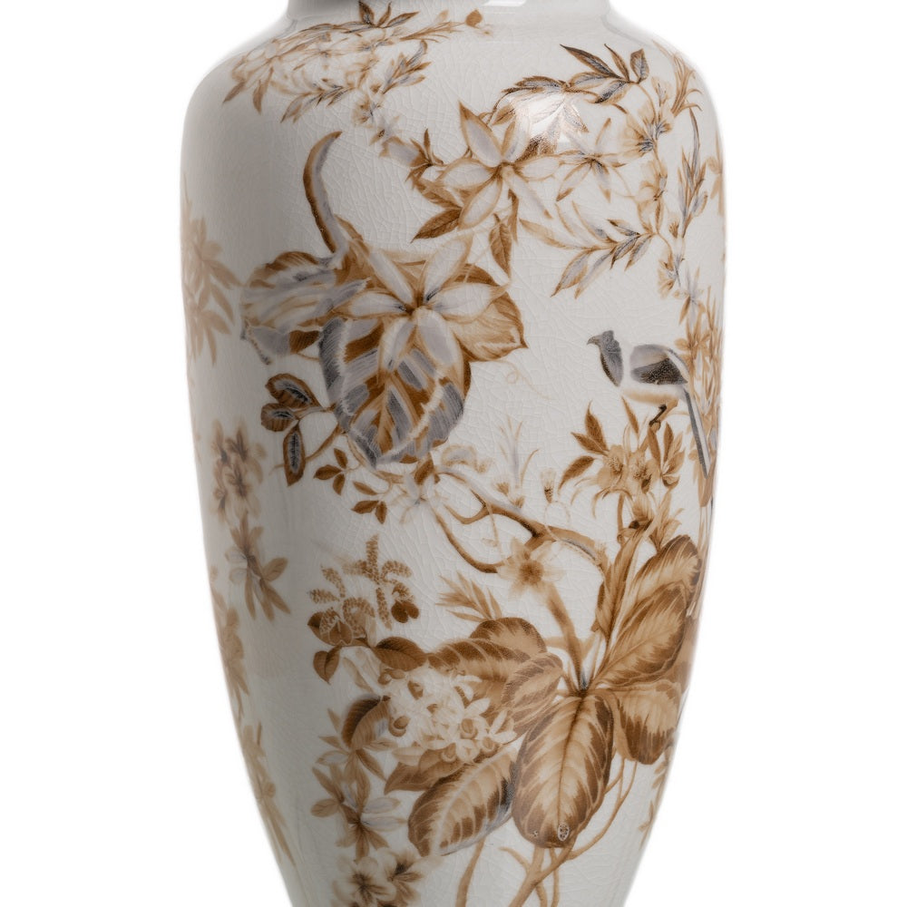JARRÓN BLANCO-MARRÓN PORCELANA 23 X 23 X 36 CM