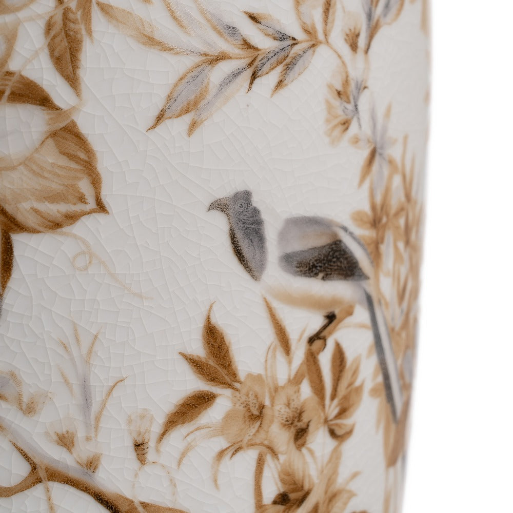 JARRÓN BLANCO-MARRÓN PORCELANA 23 X 23 X 36 CM