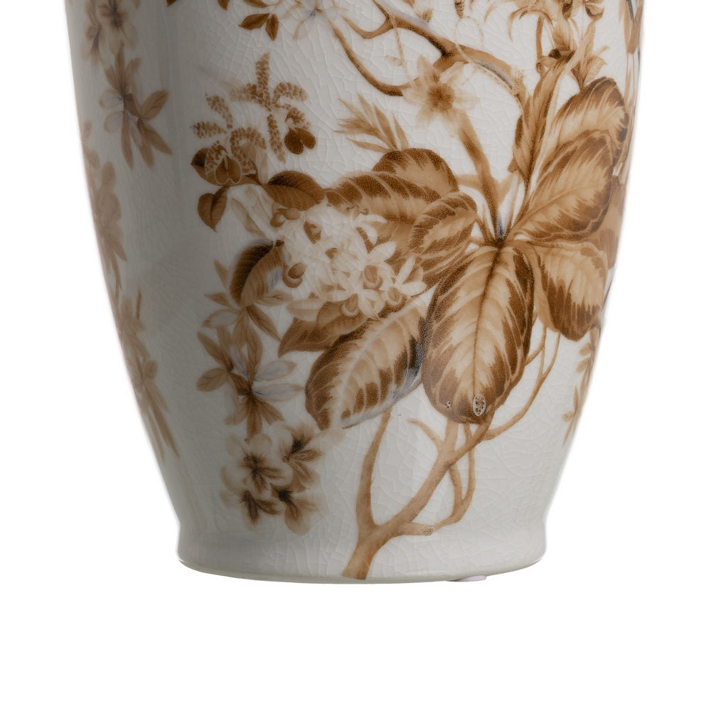 JARRÓN BLANCO-MARRÓN PORCELANA 23 X 23 X 36 CM