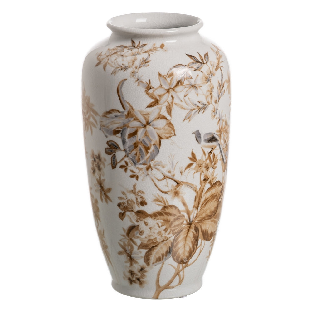 JARRÓN BLANCO-MARRÓN PORCELANA 23 X 23 X 36 CM
