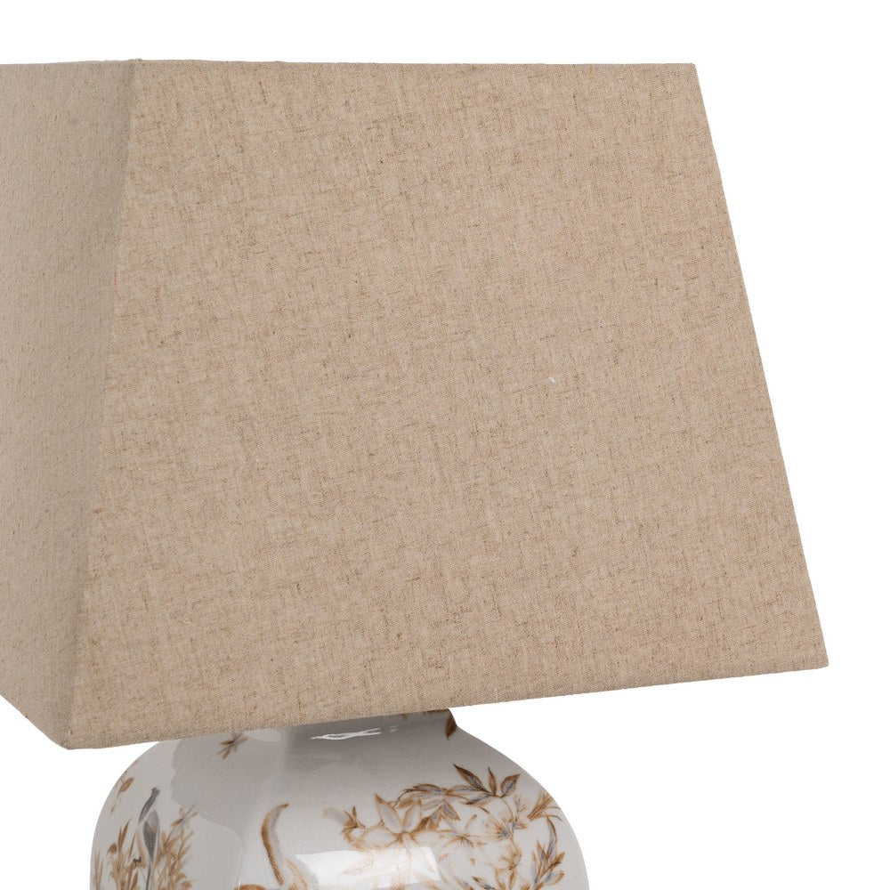LÁMPARA MESA BLANCO-MARRÓN PORCELANA 22 X 22 X 45 CM