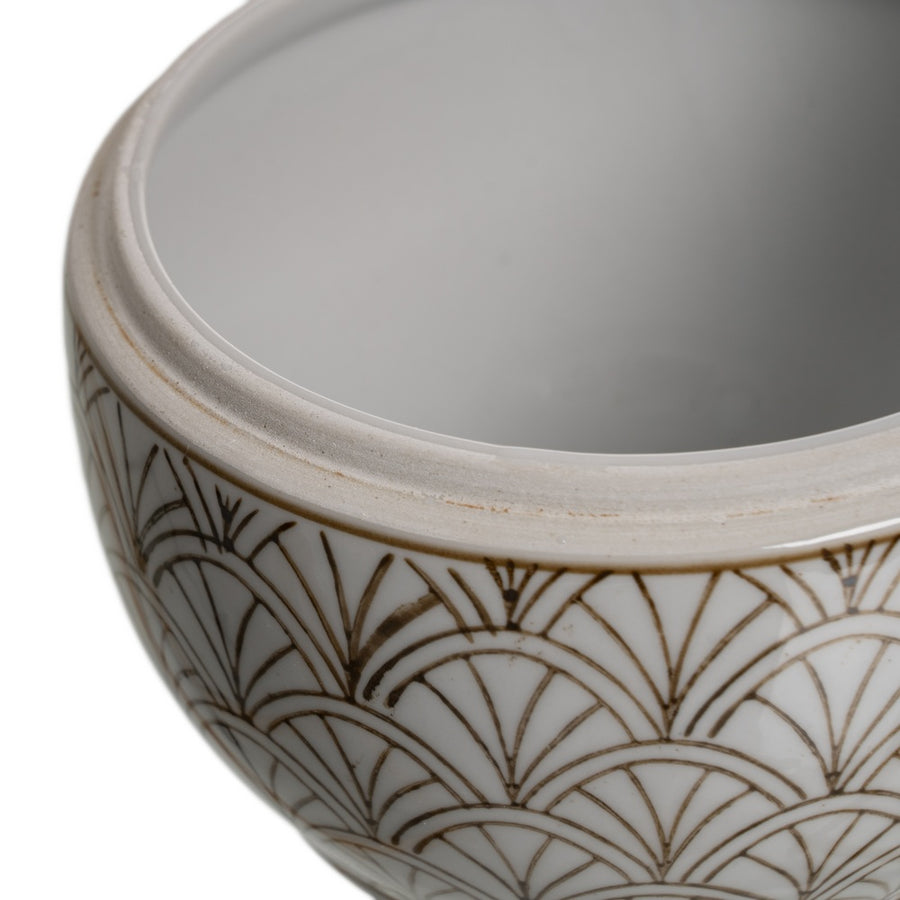 CAJA BLANCO-MARRÓN PORCELANA DECORACIÓN 15 X 15 X 13 CM