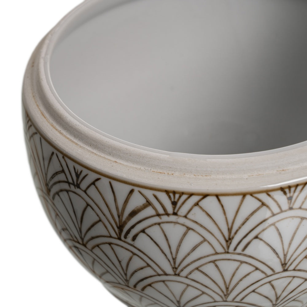 CAJA BLANCO-MARRÓN PORCELANA DECORACIÓN 15 X 15 X 13 CM