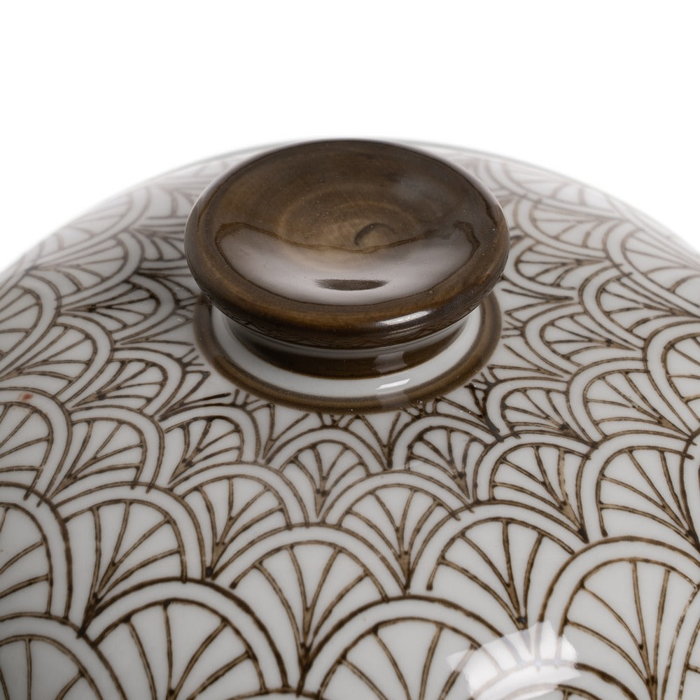 CAJA BLANCO-MARRÓN PORCELANA DECORACIÓN 15 X 15 X 13 CM