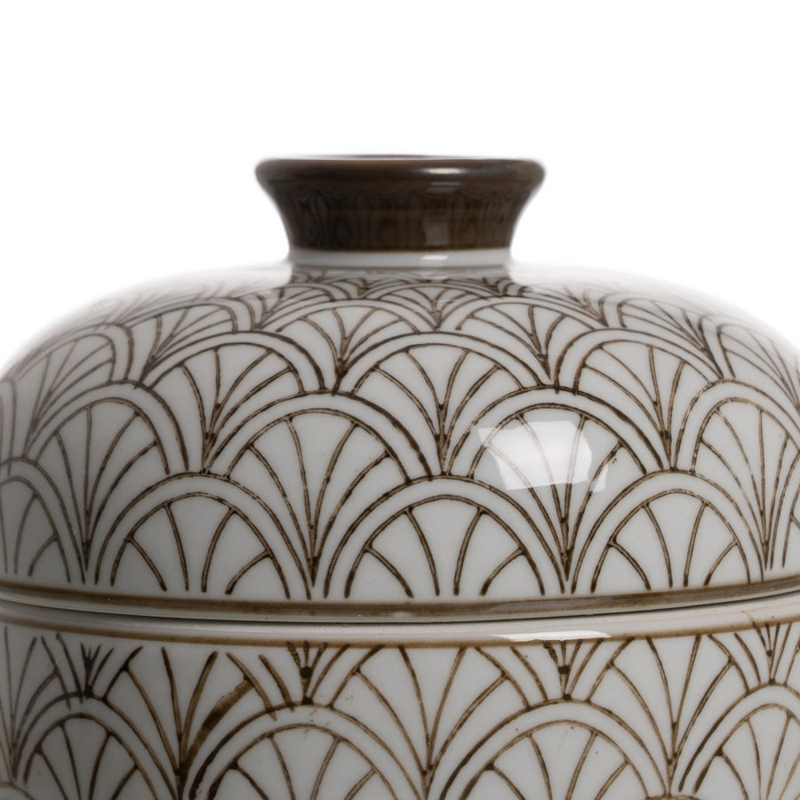 CAJA BLANCO-MARRÓN PORCELANA DECORACIÓN 15 X 15 X 13 CM