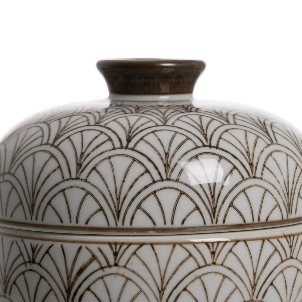 CAJA BLANCO-MARRÓN PORCELANA DECORACIÓN 15 X 15 X 13 CM