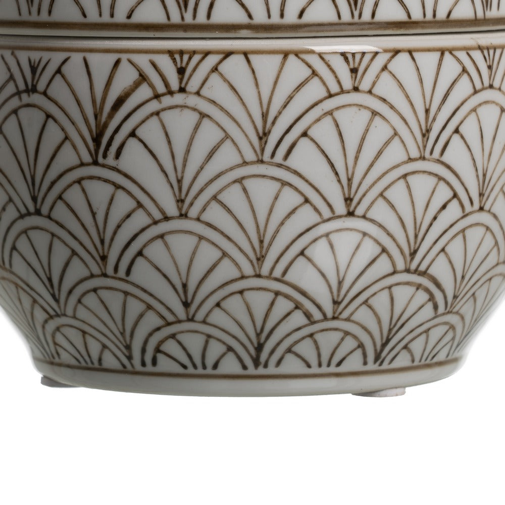 CAJA BLANCO-MARRÓN PORCELANA DECORACIÓN 15 X 15 X 13 CM