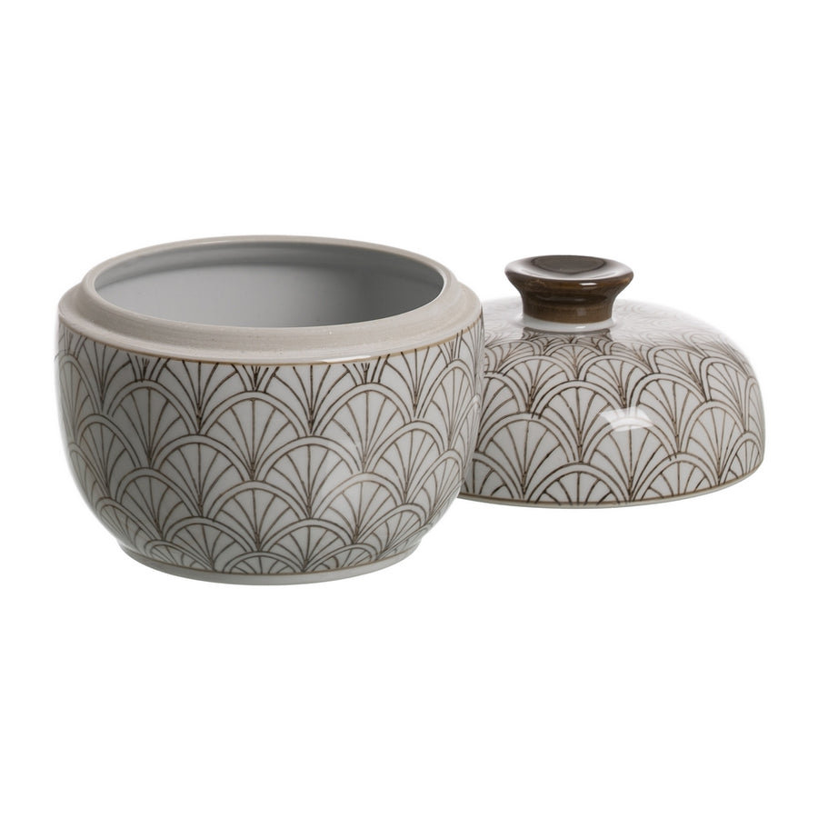 CAJA BLANCO-MARRÓN PORCELANA DECORACIÓN 18 X 18 X 19 CM