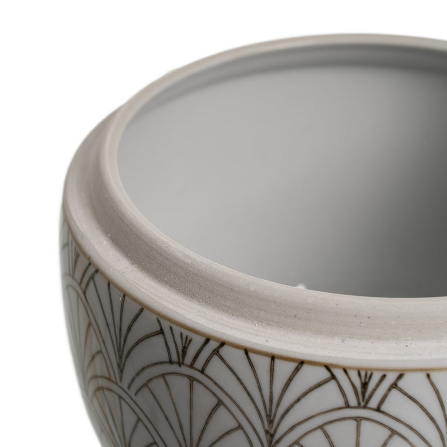 CAJA BLANCO-MARRÓN PORCELANA DECORACIÓN 18 X 18 X 19 CM